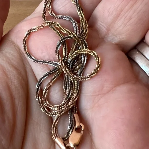 VINTAGE RUSSIAN 14K TRICOLOR GOLD TWISTED SNAKE CHAIN UNIQUE RARE FIND STAMPED